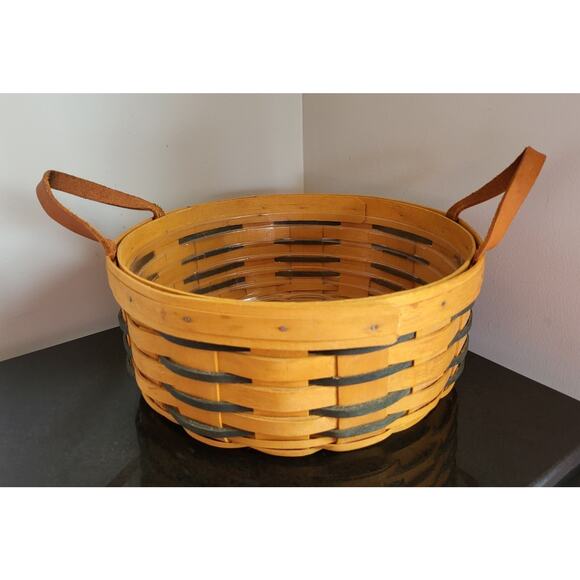 2000 Longaberger Basket Round Heartland Darning Basket 10"Rd x 4"H - Picture 3 of 16